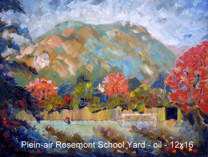 Plein-Air Rosemont School Yard, 12x16 Oil