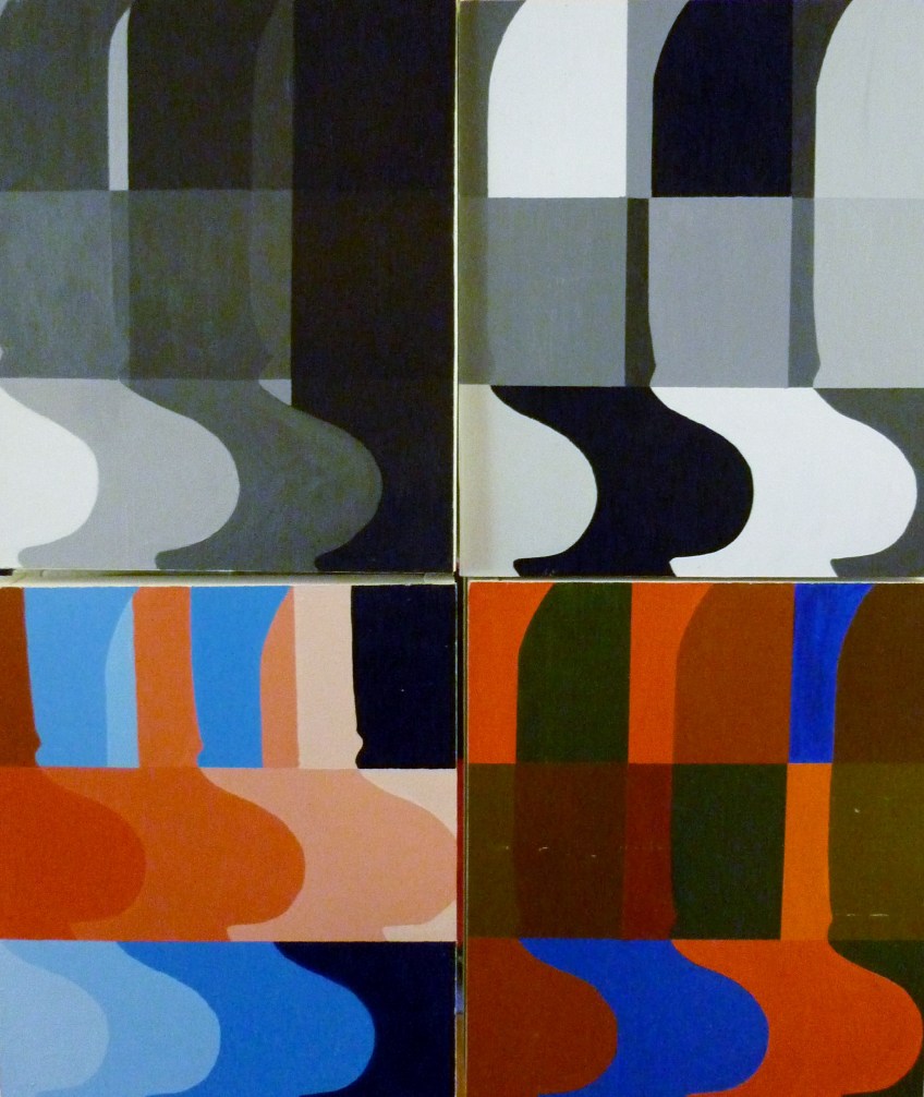 Tea Preville - 2003 - Abstracts Courtney Anderson Workshop - four panels - acrylic