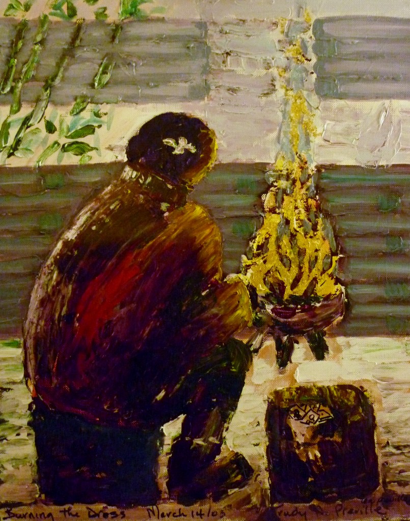 Tea Preville - 2003 - Art Therapy II - Burning the Dross - acrylic and gold leaf