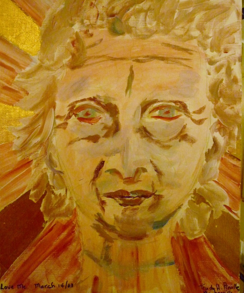 Tea Preville - 2003 - Art Therapy III - Self-Portrait - acrylic and gold leaf