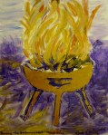 Tea Preville - 2003 - Art Therapy IV - Burning the Embarrassment- acrylic and gold leaf
