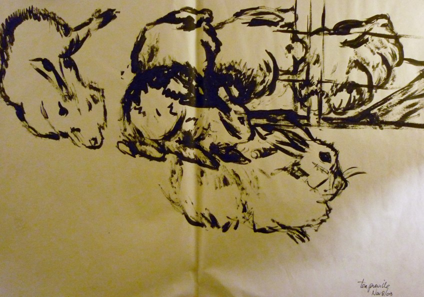 Tea Preville - 2003 - Rabbit V - ink - Deb Peabody-Thompson Workshop