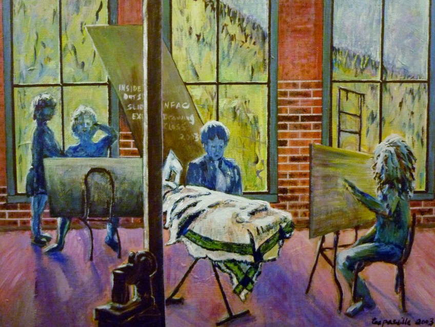 Tea Preville - 2003 - See no Evil, Say no Evil - Do no Evil - acrylic on board - Deb Peabody-Thompson Workshop