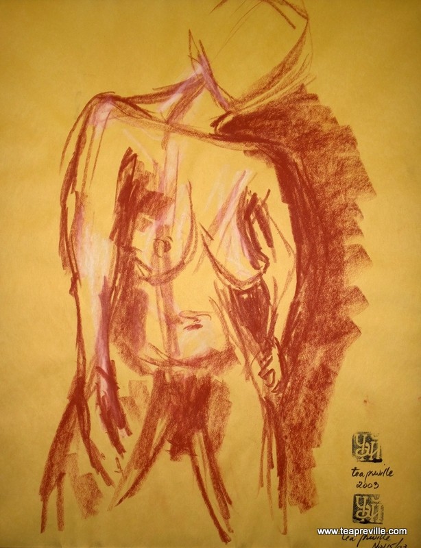 TeaPreville - 2003 -Figure III - chalk on paper - 17x21