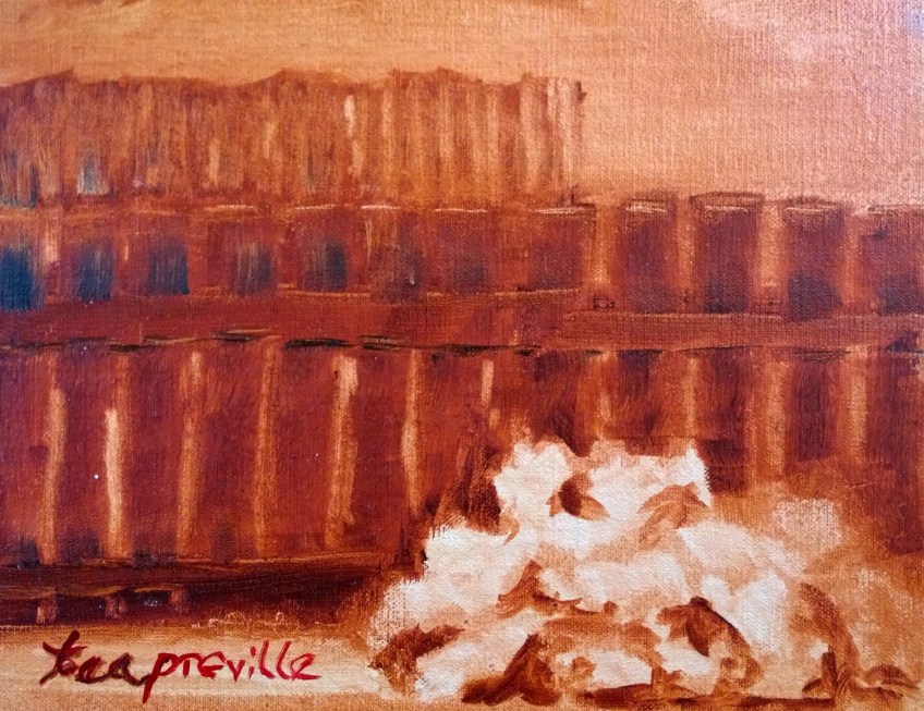 Tea Preville, Delphine Rhubarb, oil on board, 8x10, 2015